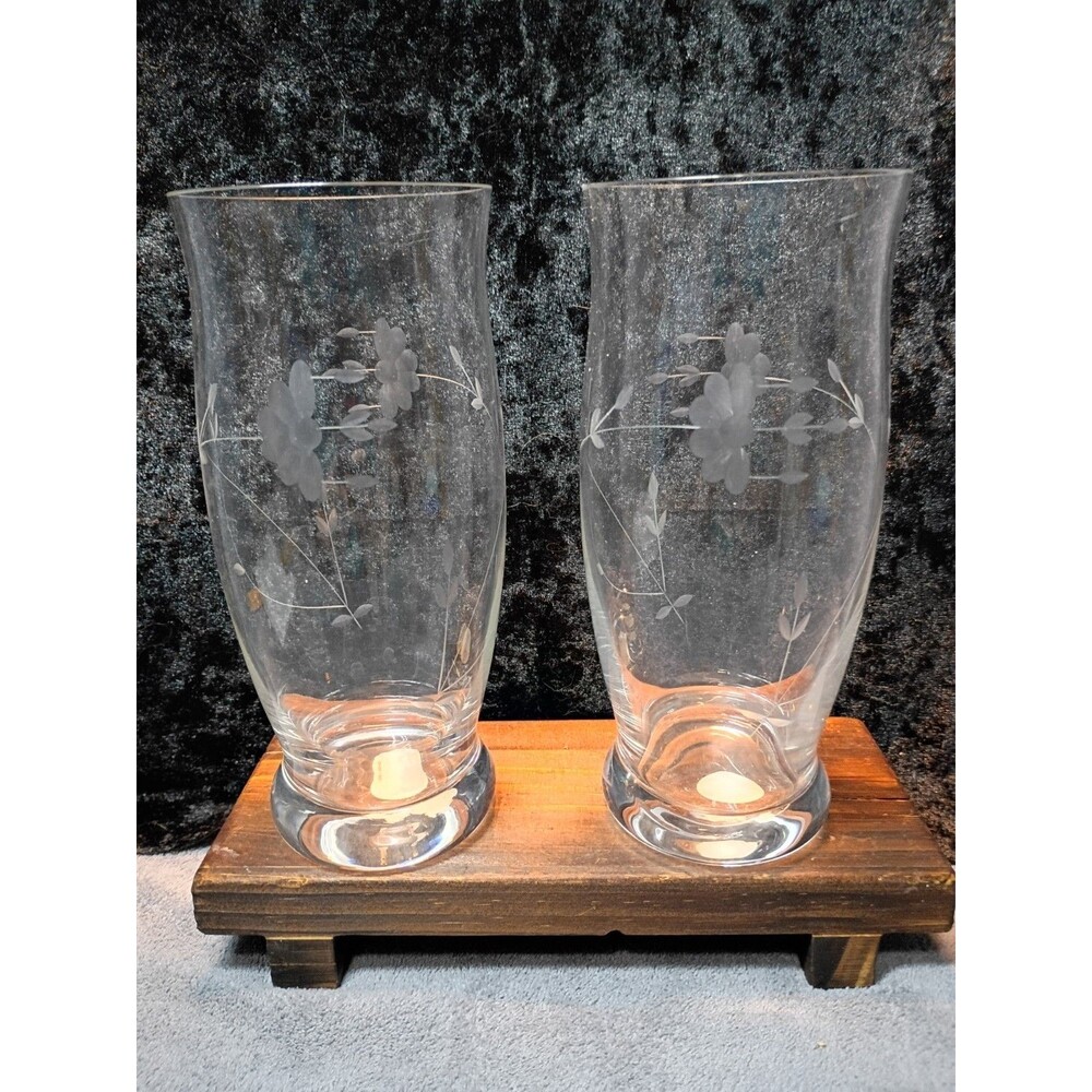 Princess House Heritage Crystal Cooler Glasses Set 2 20oz 7¼" Original Labels